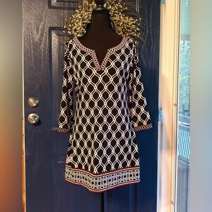 White House Black Market Black and White Geometric Dress size Small